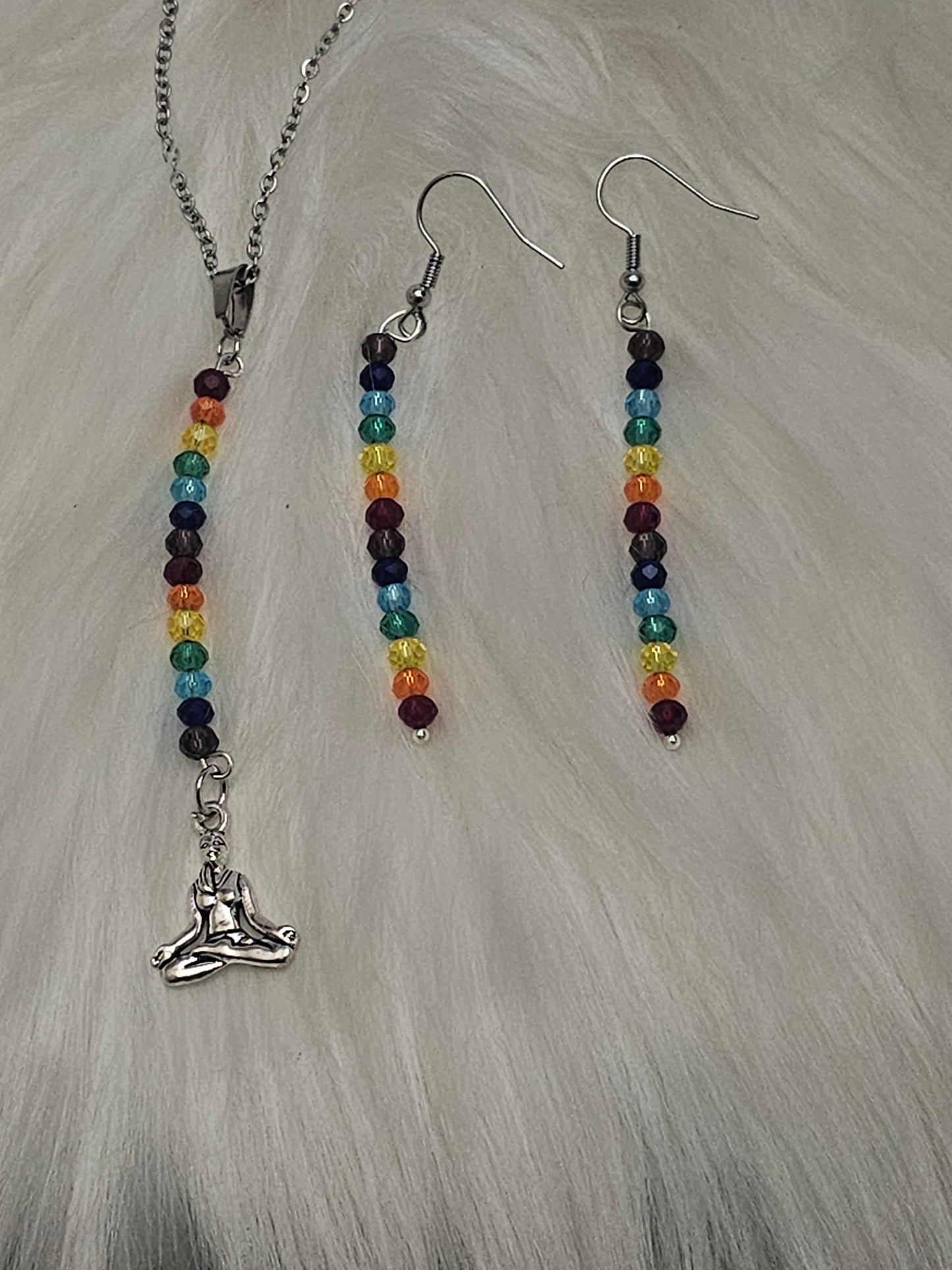 Chakra Beaded Necklace and Earring Set