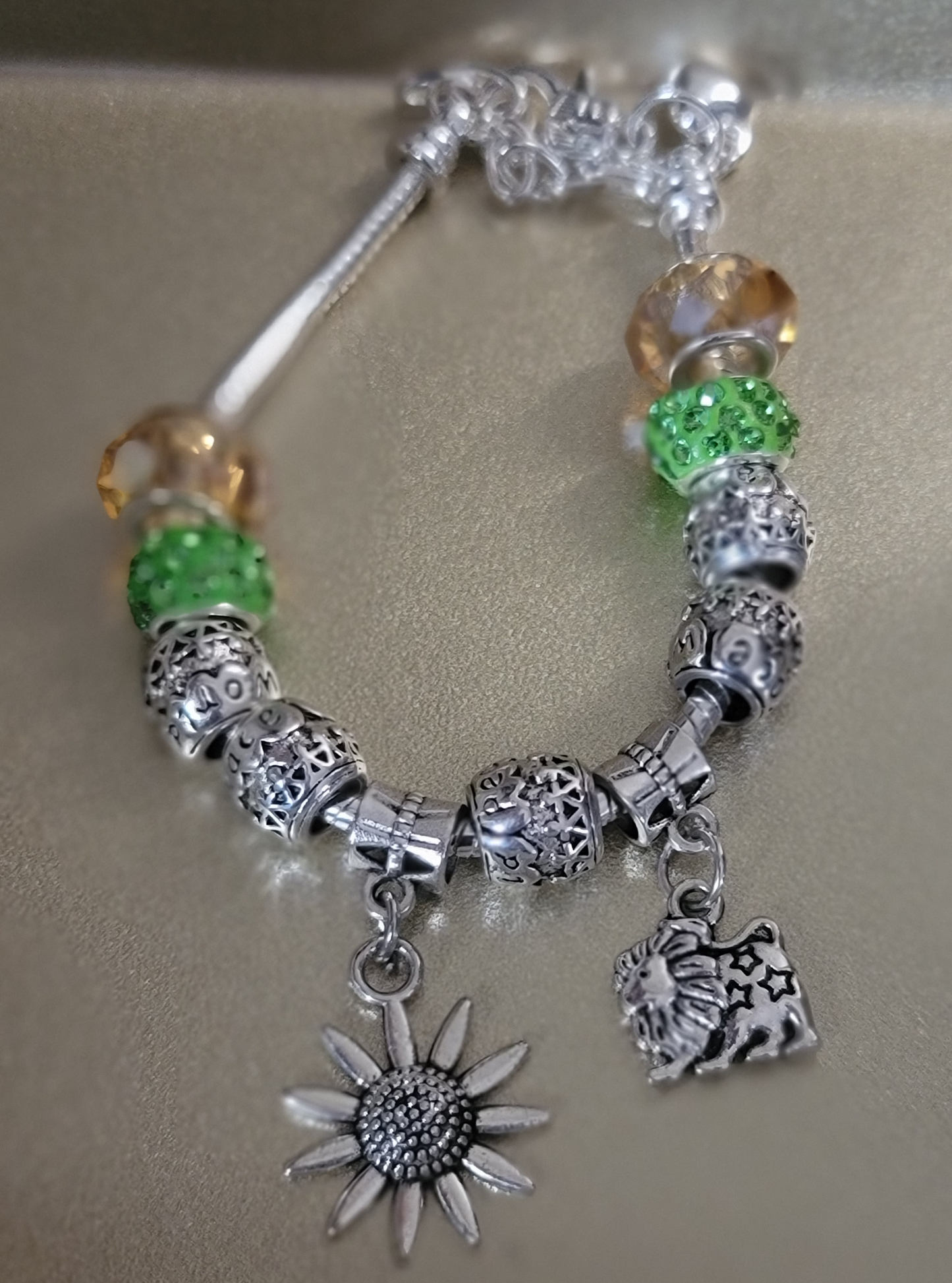 Leo's Sunflower Zodiac Charm Bracelet