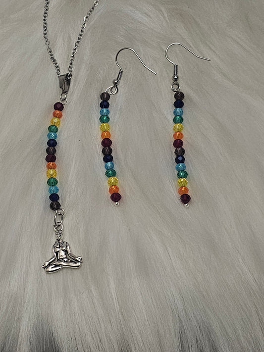 Chakra Beaded Necklace and Earring Set