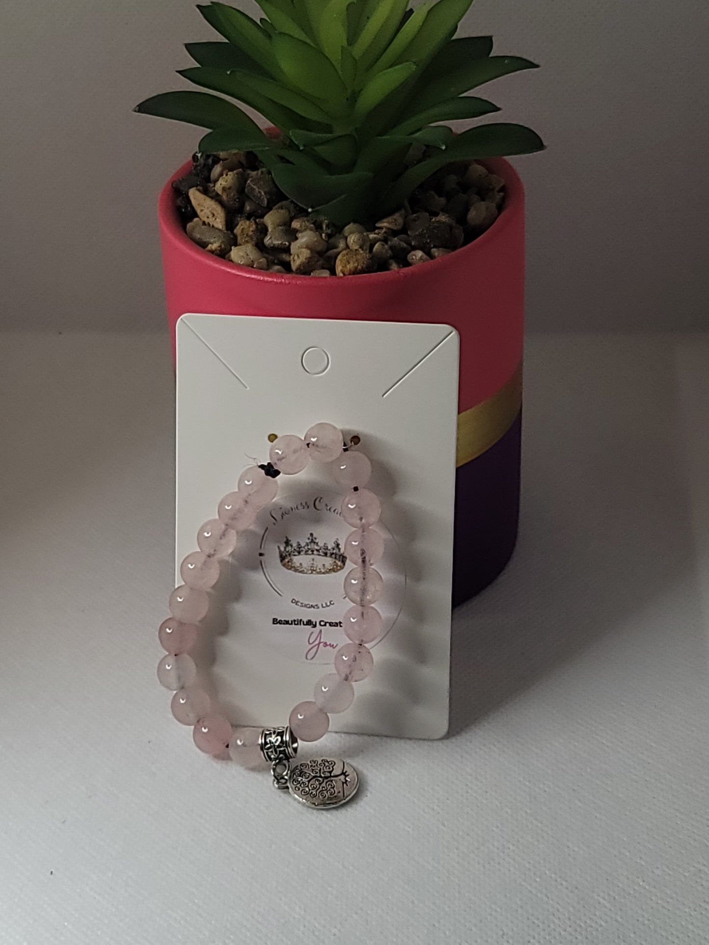 Pink Rose Quartz Chakra Bracelet
