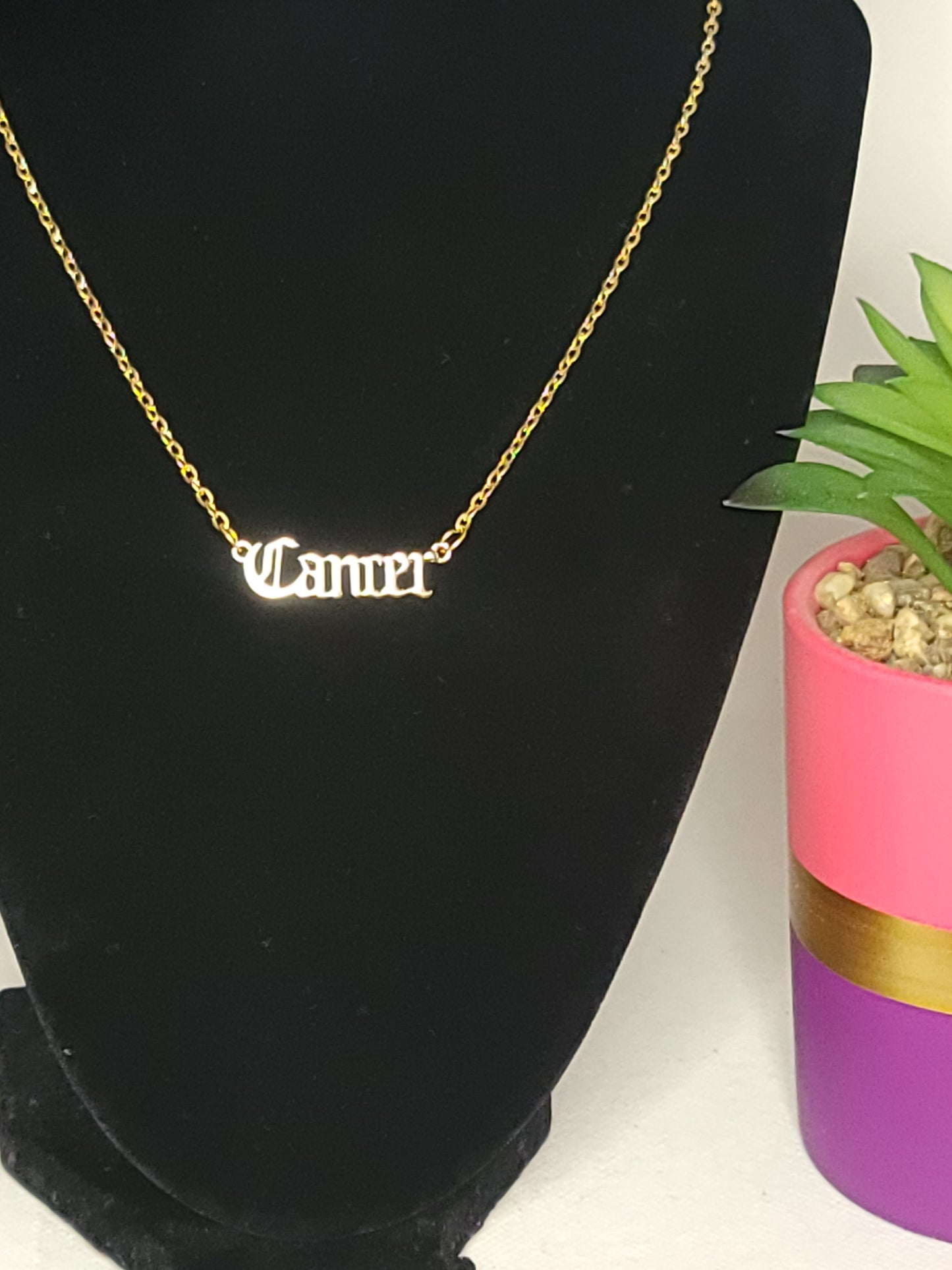 Gold Cancer Pendant Necklace