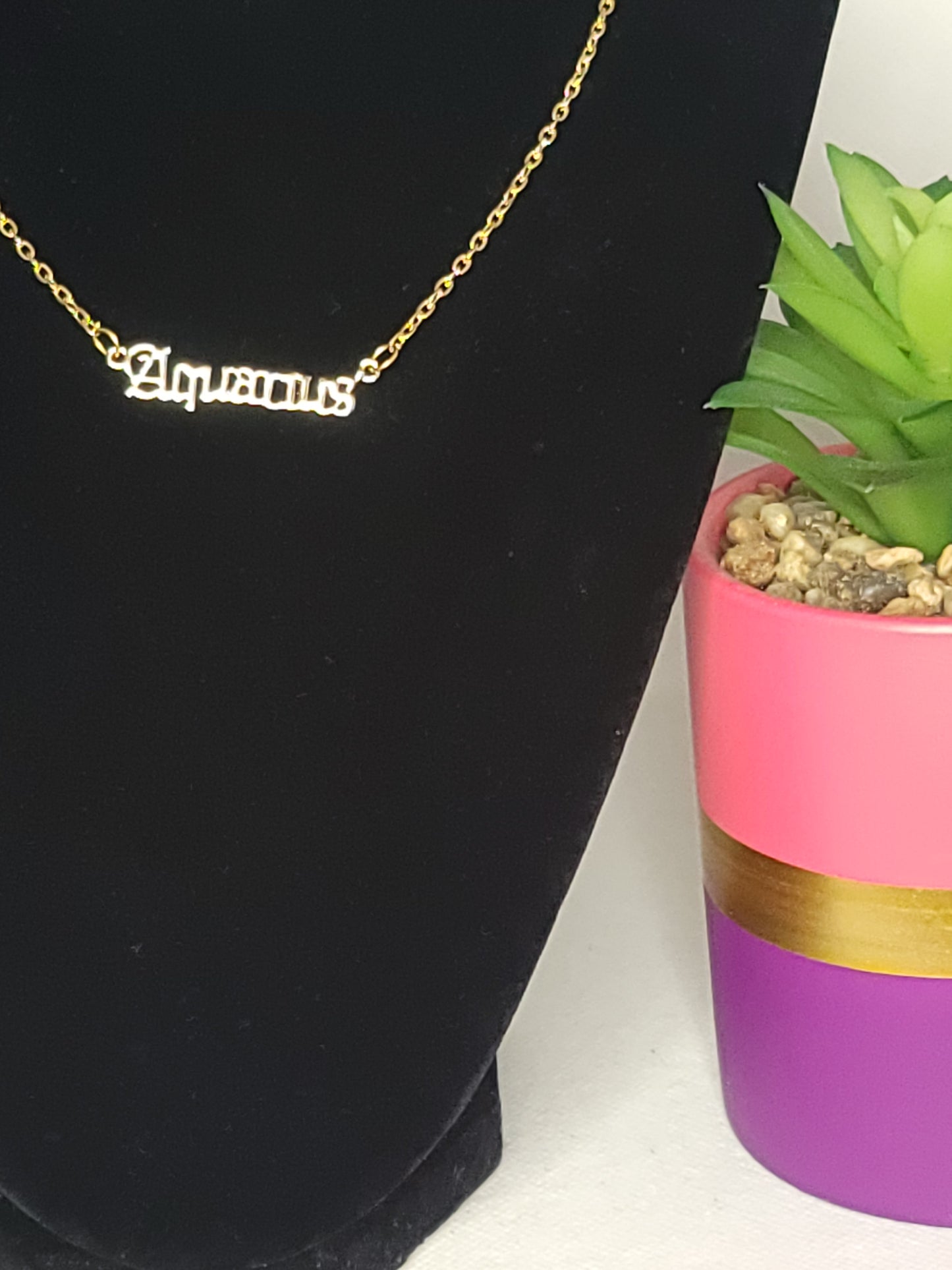 Gold Aquarius Pendant Necklace