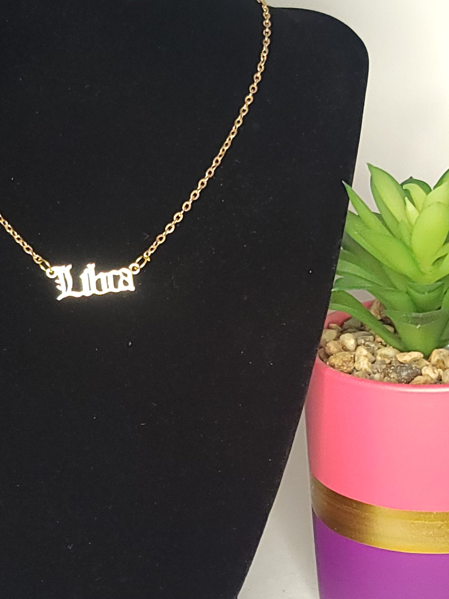Gold Libra Pendant Necklace