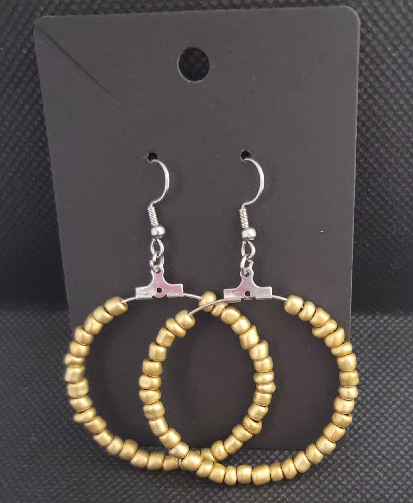 Silver Gold Beaded Hoop Earrings