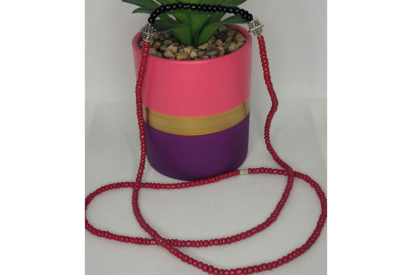 Red and Black Hamsa Hands Stretch Waist Beads